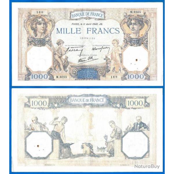 France 1000 Francs 1940 8 Fevrier Ceres Mercure Grand Billet Franc Frcs Frc