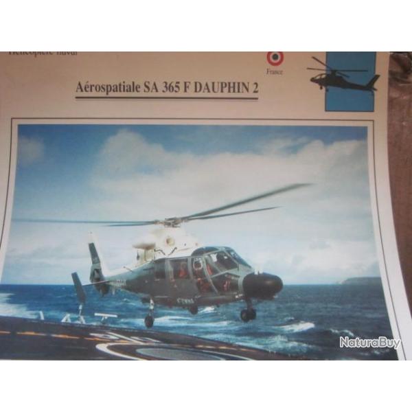 FICHE  AVIATION  TYPE APPAREIL HELICOPTERE NAVAL  / SA 365 F DAUPHIN 2  FRANCE
