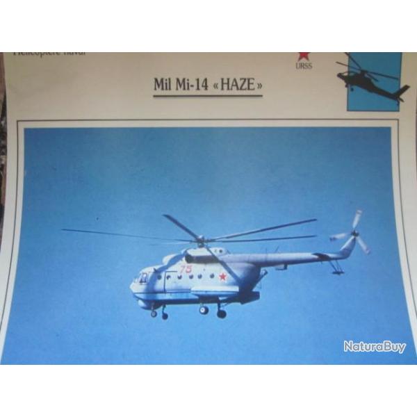 FICHE  AVIATION  TYPE APPAREIL HELICOPTERE NAVAL  / MIL MI 14  HAZE  URSS