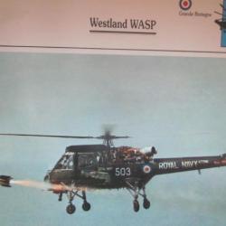 FICHE  AVIATION  TYPE APPAREIL HELICOPTERE NAVAL  / WESTLAND WASP  G BRETAGNE