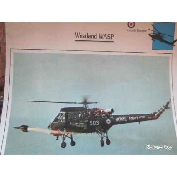 FICHE  AVIATION  TYPE APPAREIL HELICOPTERE NAVAL  / WESTLAND WASP  G BRETAGNE