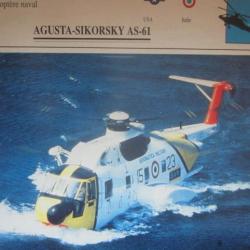 FICHE  AVIATION  TYPE APPAREIL HELICOPTERE NAVAL  / AGUSTA SIKORSKY AS 61