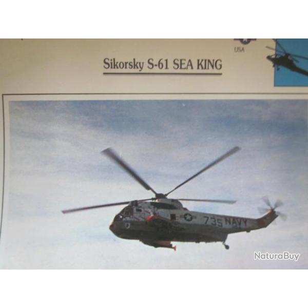 FICHE  AVIATION  TYPE APPAREIL HELICOPTERE MARITIME  / SIKORSKY S 61 SEA KING  USA