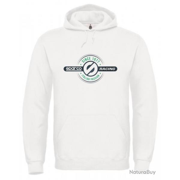 Collection de sweatshirts  capuche Sparco Teamwork 3 designs et coloris au choix Blanc