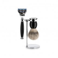 Set de rasage Fusion "Sophist" 3 pièces, Manche résine noire [Mühle]