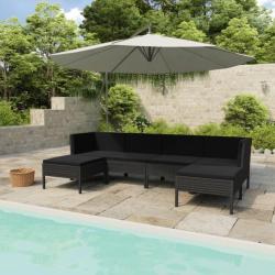 Salon de jardin 6 pcs avec coussins Résine tressée Noir 3056963