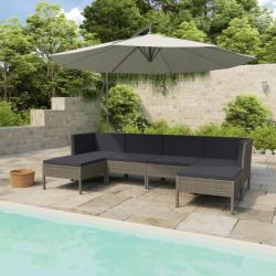 Salon de jardin 6 pcs avec coussins Résine tressée Gris 3056964