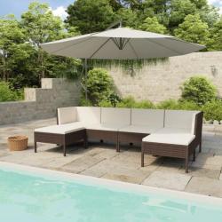 Salon de jardin 6 pcs avec coussins Résine tressée Marron 3056961