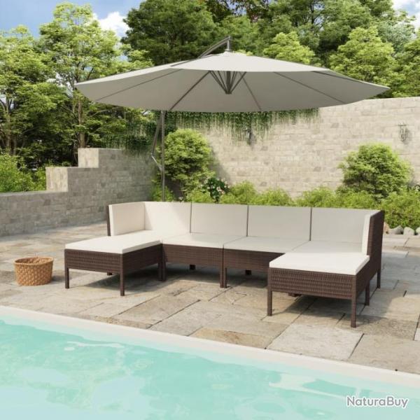 Salon de jardin 6 pcs avec coussins Rsine tresse Marron 3056961