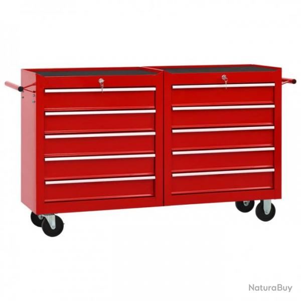Chariot  outils avec 10 tiroirs Acier Rouge 3056731