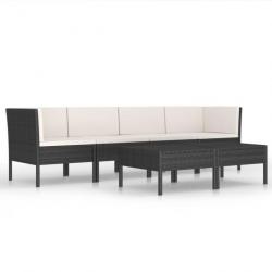 Salon de jardin 6 pcs avec coussins Résine tressée Noir 3056982