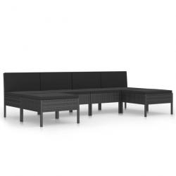 Salon de jardin 6 pcs avec coussins Résine tressée Noir 3056987