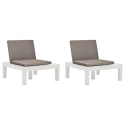 Chaises de salon de jardin et coussins 2 pcs Plastique Blanc 3054424