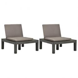 Chaises de salon de jardin et coussins 2pc Plastique Anthracite 3054426