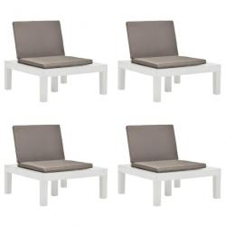 Chaises de salon de jardin et coussins 4 pcs Plastique Blanc 3054425