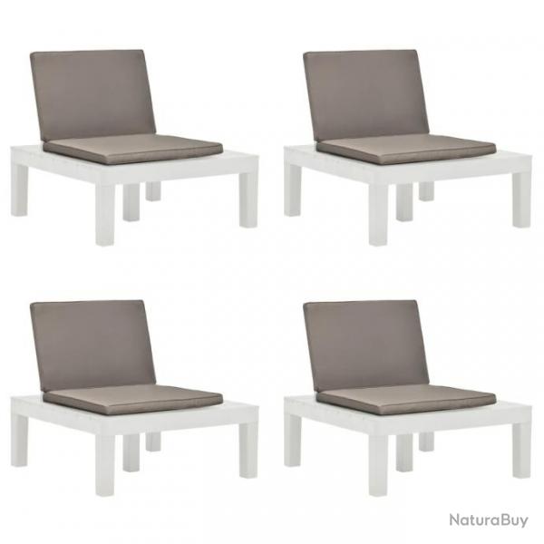 Chaises de salon de jardin et coussins 4 pcs Plastique Blanc 3054425