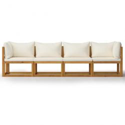 Canapé de jardin à 4 places avec coussin Crème Bois d'acacia 3057639