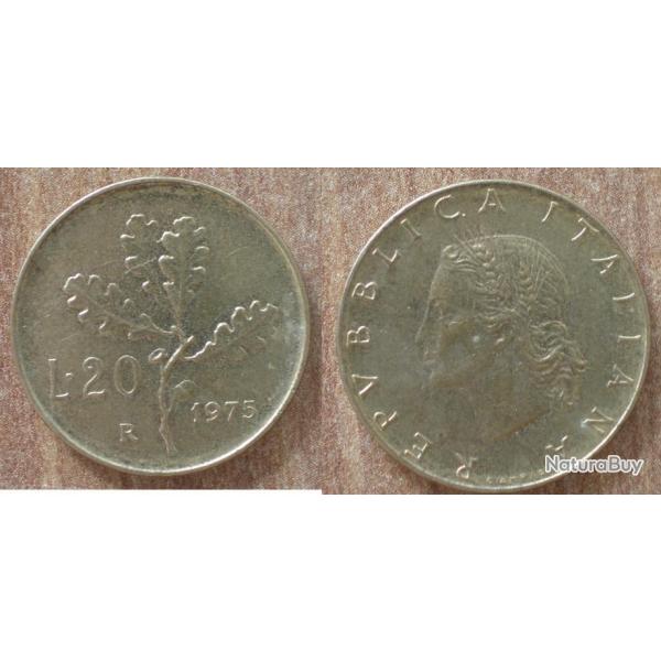 Italie 20 Lire 1975 Piece Lires Italia Italy