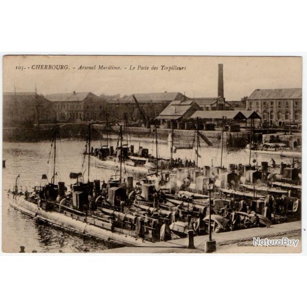 CPA - CHERBOURG - L'Arsenal Maritime-Le Poste Torpilleurs  N1228