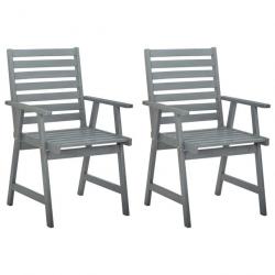 Chaises à dîner d'extérieur 2 pcs avec coussins Acacia massif 3064402