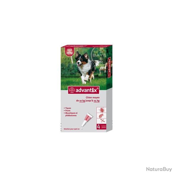 ADVANTIX CHIEN MOYEN X4 PIPETTES 10KGS A 25KGS