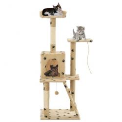 Arbre à chat avec griffoirs en sisal 120 cm Beige Motif pattes 170593