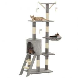 Arbre à chat avec griffoirs en sisal 138 cm Gris 170578