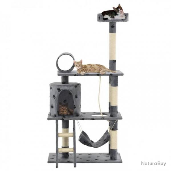 vidaXL Arbre  chat avec griffoir en sisal 140 cm Gris Motif de pattes