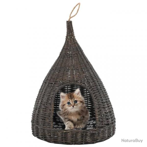 Panier pour chats avec coussin Gris 40x60 cm Saule naturel 170778