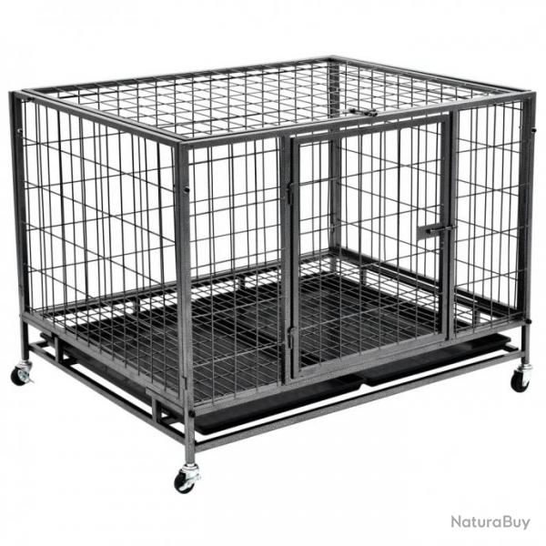 Cage robuste avec roues pour chiens Acier 98x72x77 cm 170818