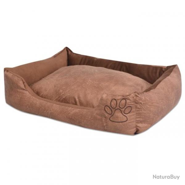 Lit pour chiens avec coussin Cuir artificiel PU Taille M Beige 170426