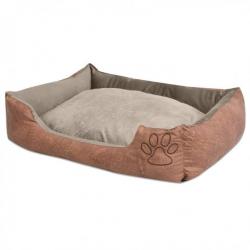 Lit pour chiens avec coussin Cuir artificiel PU Taille L Beige 170427