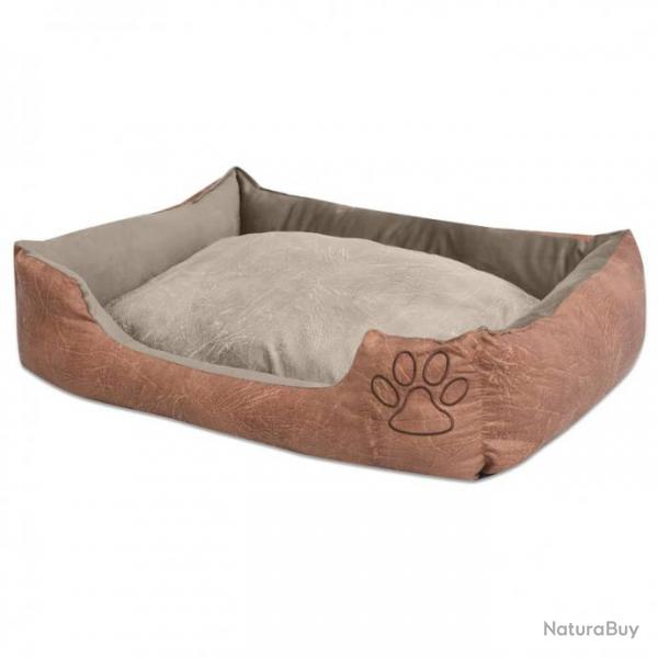 Lit pour chiens avec coussin Cuir artificiel PU Taille L Beige 170427