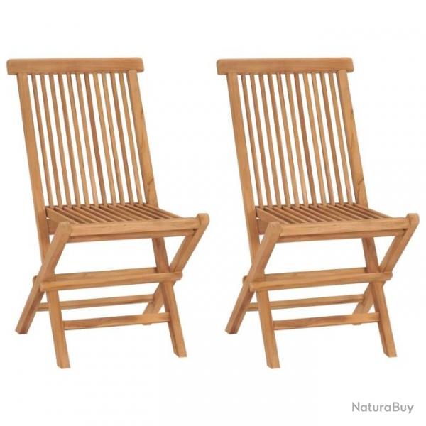 Chaises pliables de jardin 2 pcs Bois de teck solide 41993