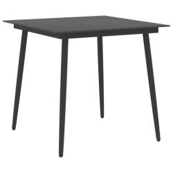 Table à dîner de jardin Noir 80x80x74 cm Acier et verre 313114