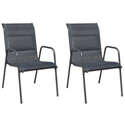 Chaises empilables de jardin 2 pcs Acier et textilène Noir 313072