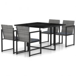 Mobilier à dîner de jardin 5pcs et coussins Résine tressée Gris 313117