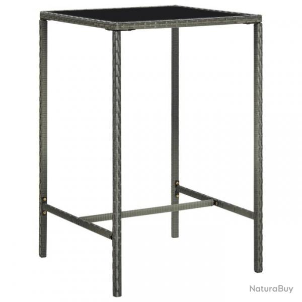 Table de bar de jardin Gris 70x70x110cm Rsine tresse et verre 313459