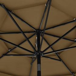 Parasol à 3 niveaux avec mât en aluminium Taupe 3 m 313871