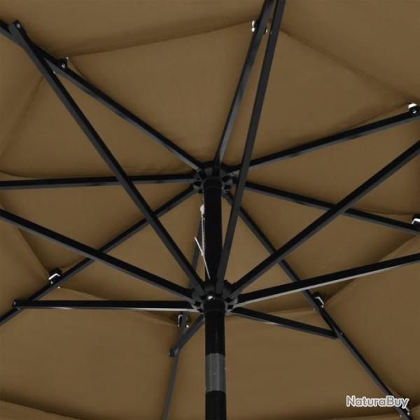 Parasol  3 niveaux avec mt en aluminium Taupe 3 m 313871