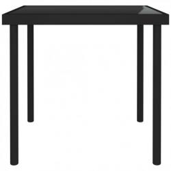 vidaXL Table à dîner d'extérieur Noir 80x80x72 cm Verre et acier