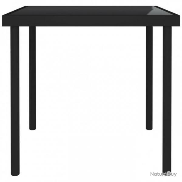 vidaXL Table  dner d'extrieur Noir 80x80x72 cm Verre et acier