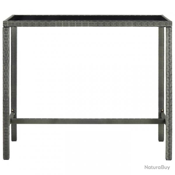 Table bar de jardin Gris 130x60x110 cm Rsine tresse et verre 313462