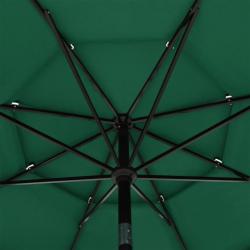 Parasol à 3 niveaux avec mât en aluminium Vert 3,5 m 313877