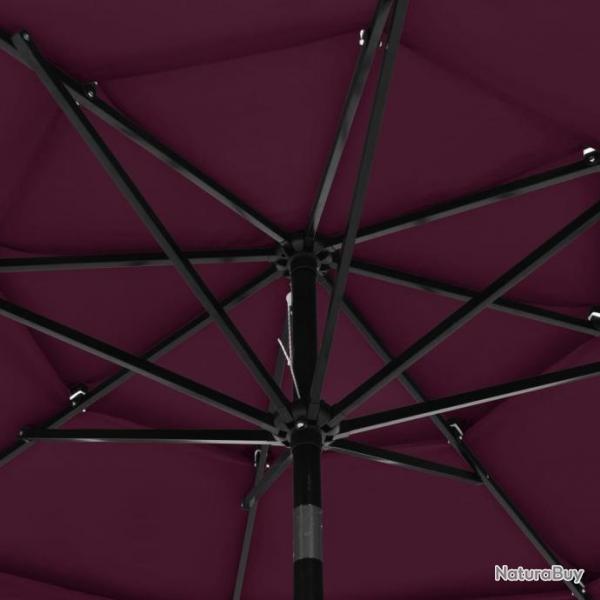 Parasol  3 niveaux avec mt en aluminium Bordeaux 3 m 313872