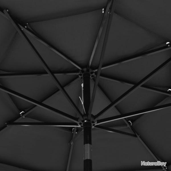 Parasol  3 niveaux avec mt en aluminium Anthracite 3 m 313870