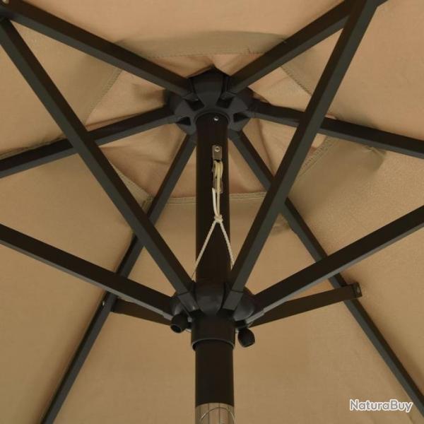 Parasol avec lumires LED Taupe 200x211 cm Aluminium 313560