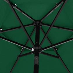 Parasol à 3 niveaux avec mât en aluminium Vert 2,5 m 313861