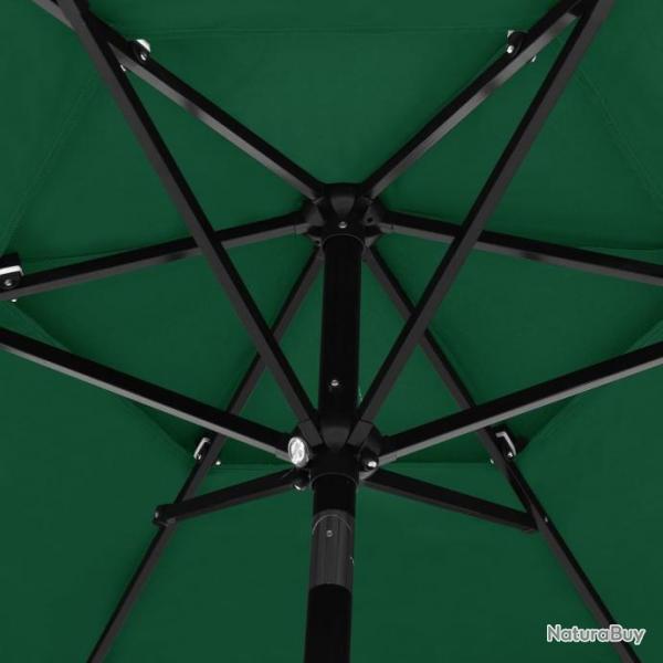 Parasol  3 niveaux avec mt en aluminium Vert 2,5 m 313861