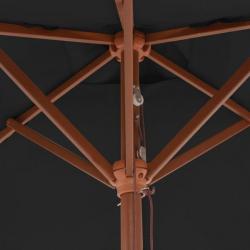 Parasol d'extérieur avec mât en bois Noir 150x200 cm 313884